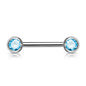 Surgical Steel Externally Threaded Nipple Barbell with Front Facing CZ