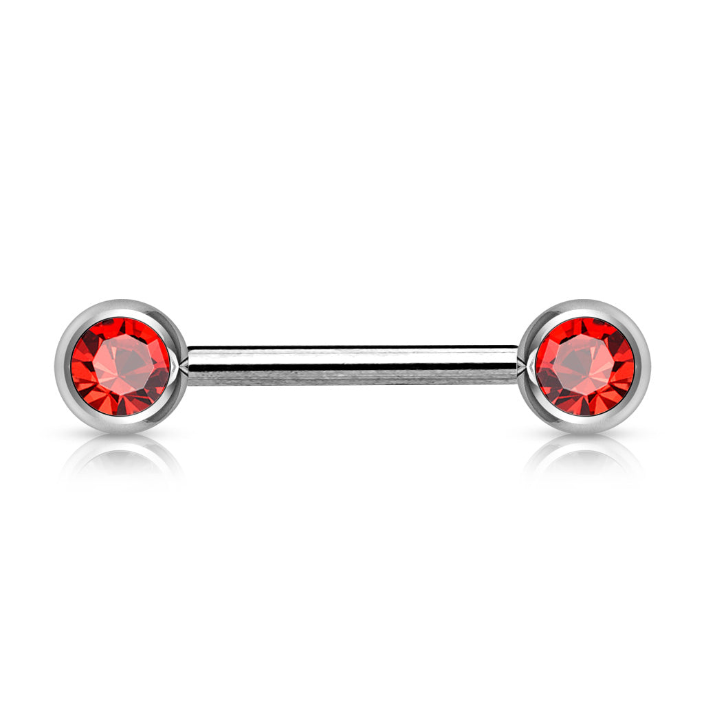 Surgical Steel Externally Threaded Nipple Barbell with Front Facing CZ