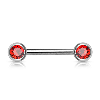 Surgical Steel Externally Threaded Nipple Barbell with Front Facing CZ