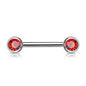 Surgical Steel Externally Threaded Nipple Barbell with Front Facing CZ