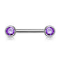 Surgical Steel Externally Threaded Nipple Barbell with Front Facing CZ