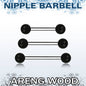 Surgical Steel Externally Threaded Nipple Barbell with Organic Black Areng Wood Balls
