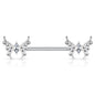 Surgical Steel/Brass Externally Threaded CZ Paved Butterfly Nipple Barbell (CLEARANCE)