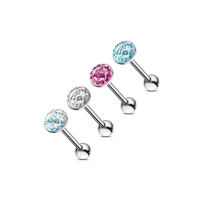 Surgical Steel Externally Threaded Tongue Barbell with Smooth Epoxy Paved Gem