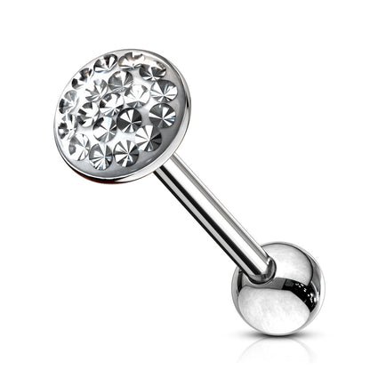 Surgical Steel Externally Threaded Tongue Barbell with Smooth Epoxy Paved Gem