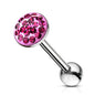 Surgical Steel Externally Threaded Tongue Barbell with Smooth Epoxy Paved Gem