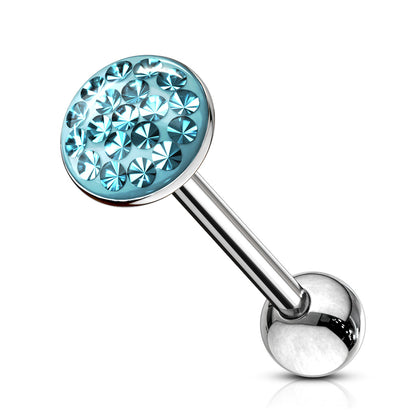 Surgical Steel Externally Threaded Tongue Barbell with Smooth Epoxy Paved Gem