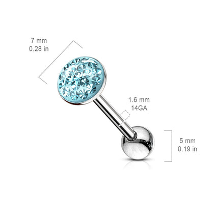 Surgical Steel Externally Threaded Tongue Barbell with Smooth Epoxy Paved Gem
