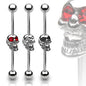 Surgical Steel/Brass Externally Threaded Industrial Skull with Gem Eyes in  (CLEARANCE)