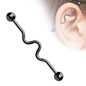 Surgical Steel Externally Threaded Wavy Industrial Barbell