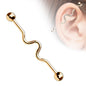 Surgical Steel Externally Threaded Wavy Industrial Barbell