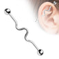 Surgical Steel Externally Threaded Wavy Industrial Barbell
