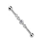 Surgical Steel/Brass Externally Threaded Industrial with Triple Round CZ Chain Middle (CLEARANCE)