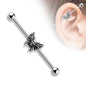 Surgical Steel/Brass Externally Threaded Skull Butterfly Industrial Barbell (CLEARANCE)