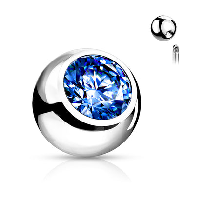 Surgical Steel Externally Threaded Press Fit Replacement Bezel Gem (Balls Only)