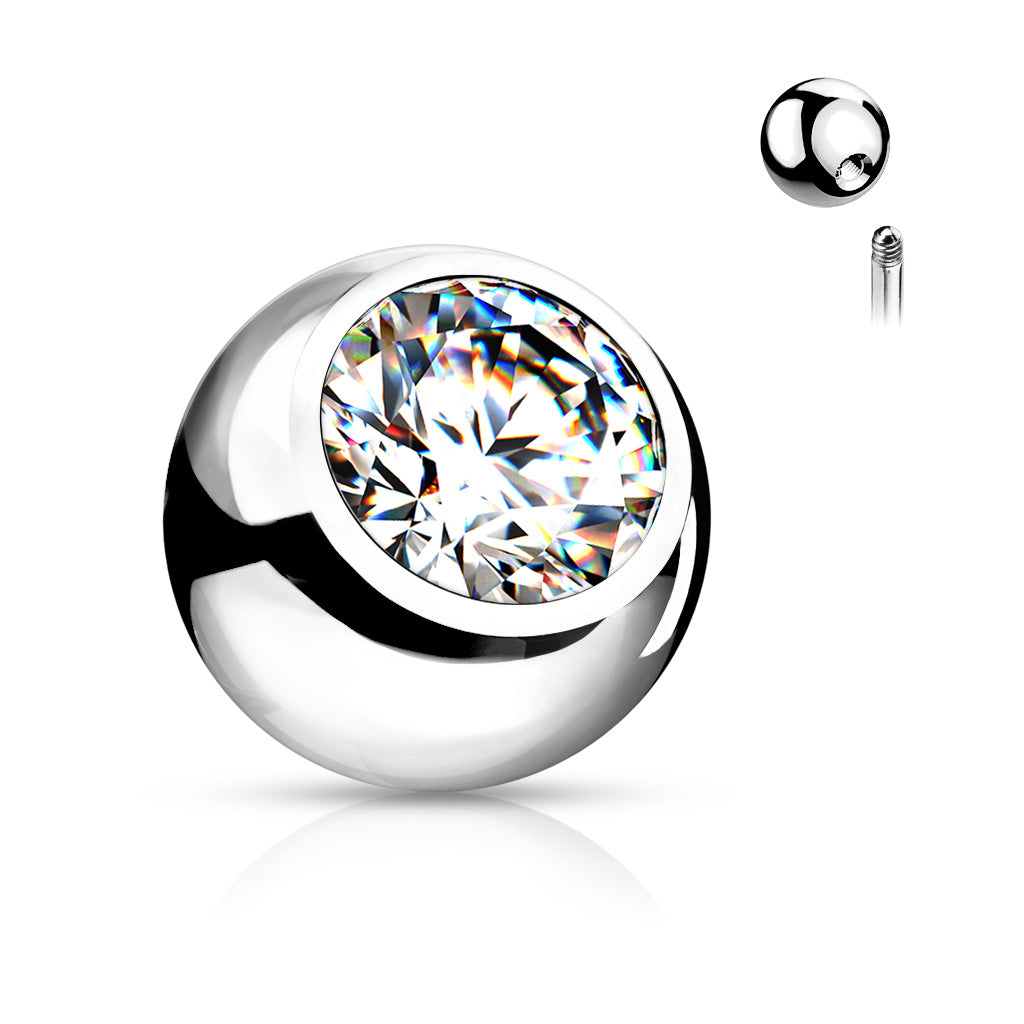 Surgical Steel Externally Threaded Press Fit Replacement Bezel Gem (Balls Only)