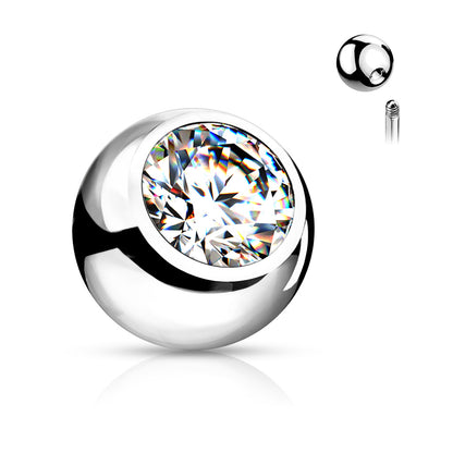 Surgical Steel Externally Threaded Press Fit Replacement Bezel Gem (Balls Only)