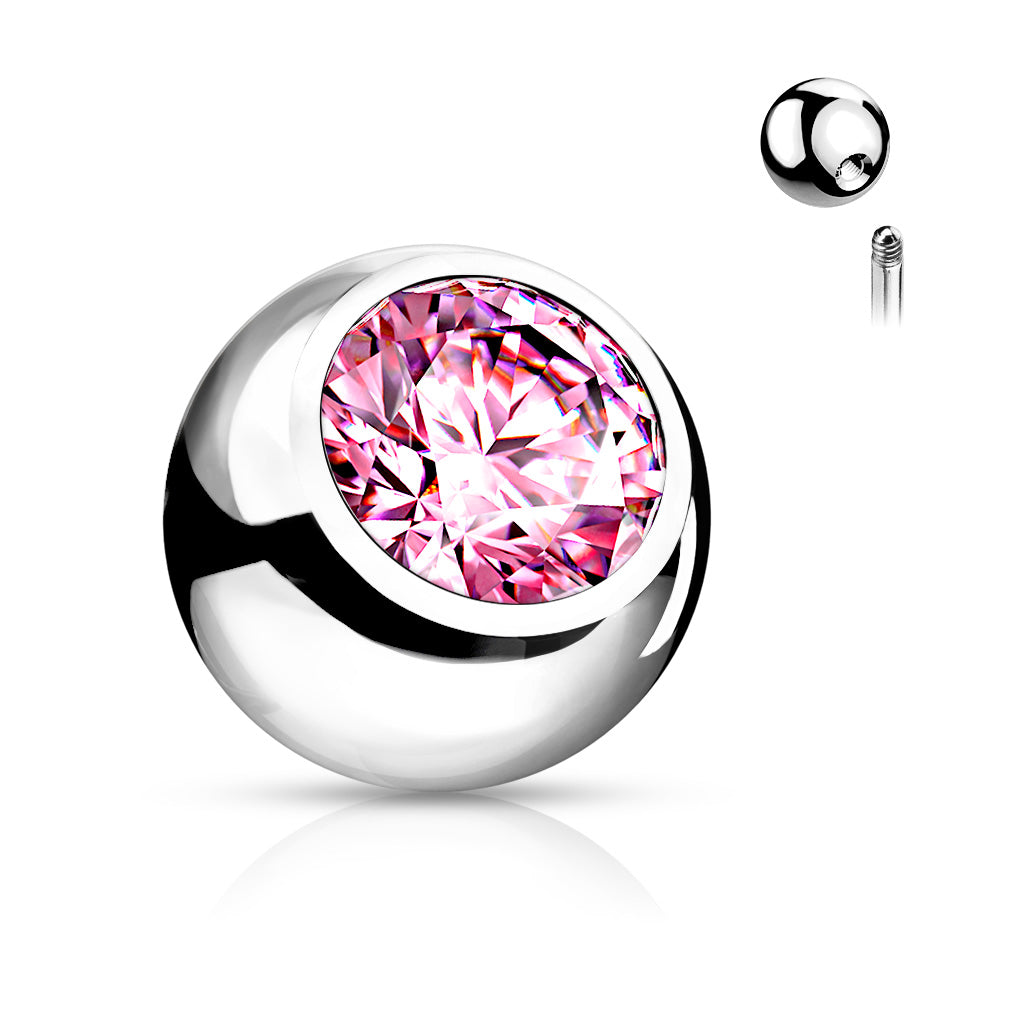 Surgical Steel Externally Threaded Press Fit Replacement Bezel Gem (Balls Only)