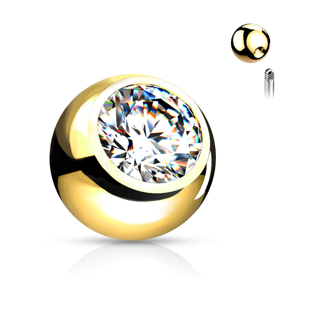 Surgical Steel Externally Threaded Press Fit Replacement Bezel Gem (Balls Only)