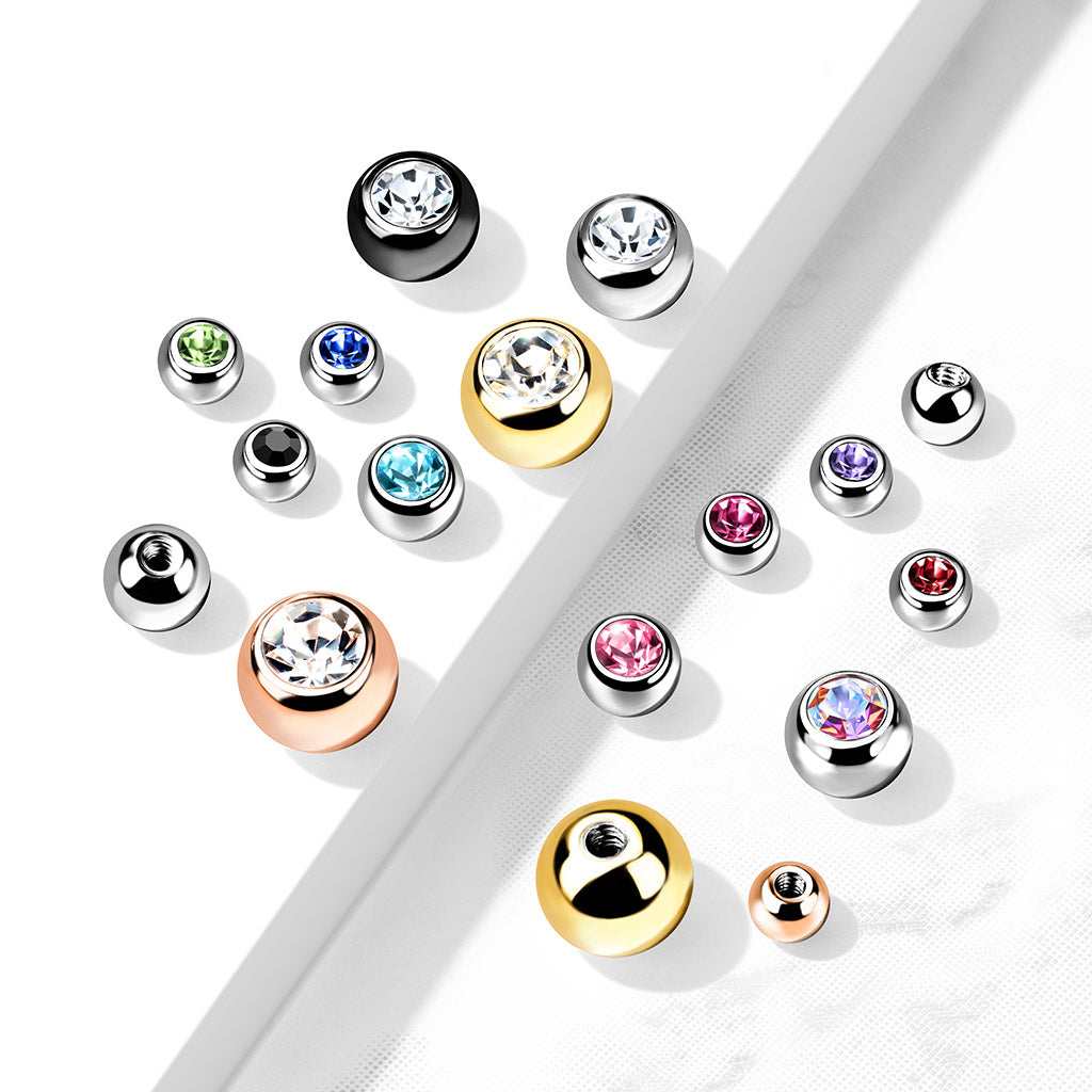 Surgical Steel Externally Threaded Press Fit Replacement Bezel Gem (Balls Only)