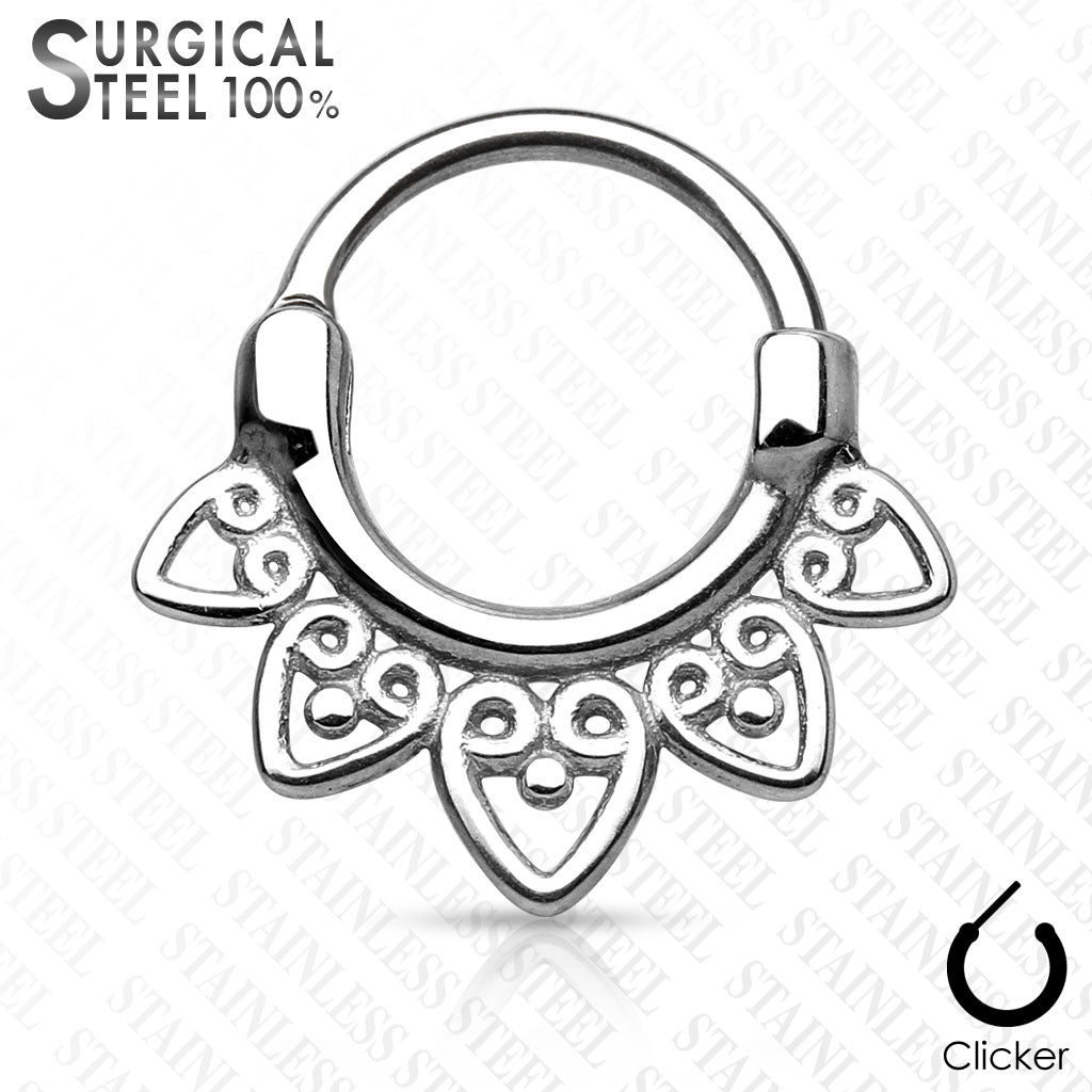 Surgical Steel Hinged Tribal Fan