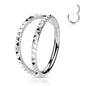 Surgical Steel Hinged Double Separated Row Pyramid Cut Ring
