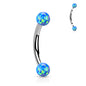 Surgical Steel Internally Threaded Curved Barbell with Opal Ball Ends