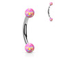 Surgical Steel Internally Threaded Curved Barbell with Opal Ball Ends
