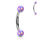 Surgical Steel Internally Threaded Curved Barbell with Opal Ball Ends