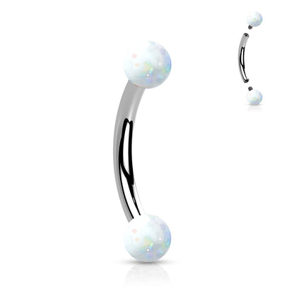 Surgical Steel Internally Threaded Curved Barbell with Opal Ball Ends