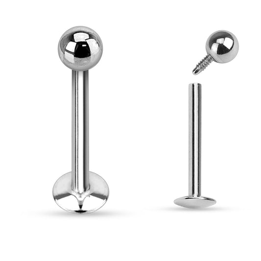 Surgical Steel Solid Ball Labret Studs Internal Thread UFO Back