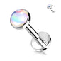 Surgical Steel Internally Threaded Labret w/ Iridescent Stone Top