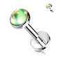 Surgical Steel Internally Threaded Labret w/ Iridescent Stone Top