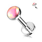 Surgical Steel Internally Threaded Labret w/ Iridescent Stone Top