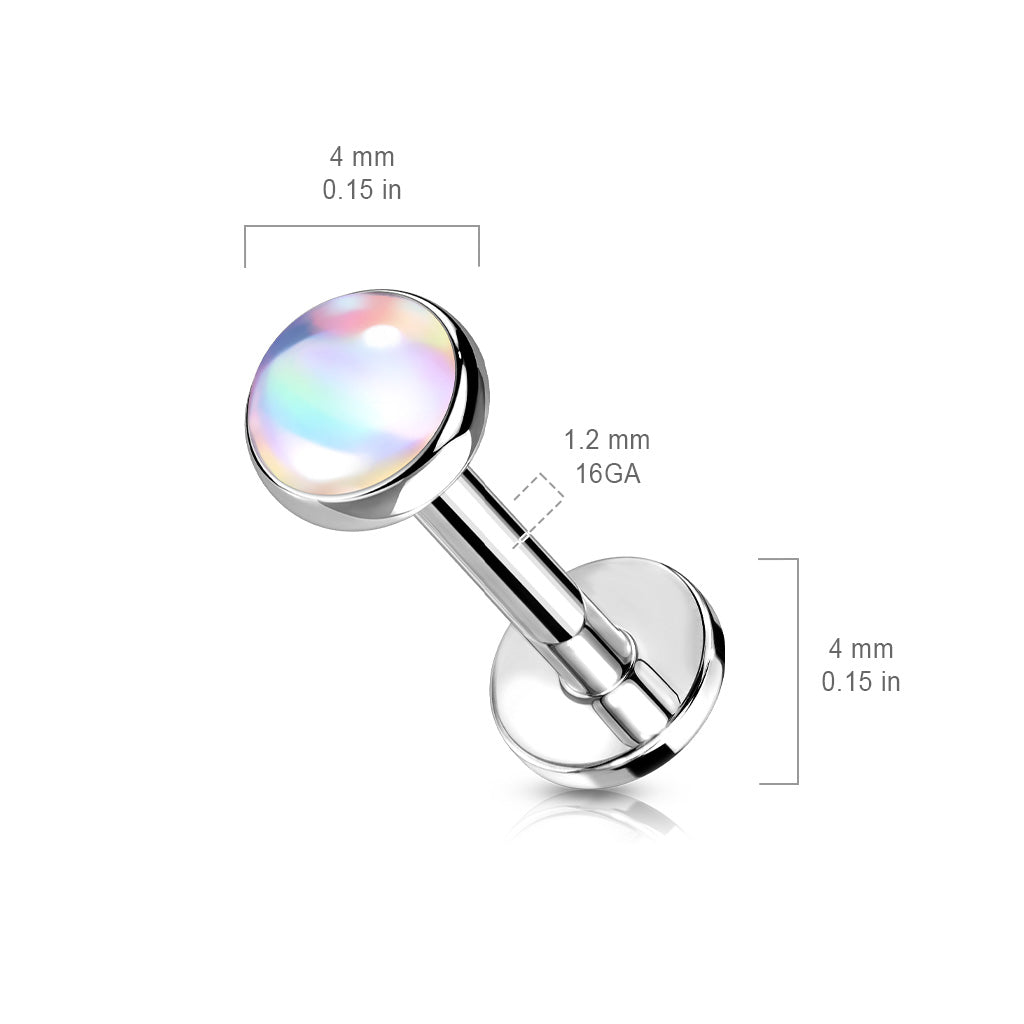 Surgical Steel Internally Threaded Labret w/ Iridescent Stone Top