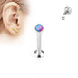 Surgical Steel Internally Threaded Labret w/ Flat Opal Stone Top