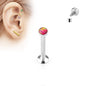 Surgical Steel Internally Threaded Labret w/ Flat Opal Stone Top