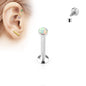 Surgical Steel Internally Threaded Labret w/ Flat Opal Stone Top
