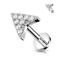 CZ Paved Chevron Arrow Internally Threaded Surgical Steel/Brass Labret (CLEARANCE)