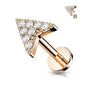 CZ Paved Chevron Arrow Internally Threaded Surgical Steel/Brass Labret (CLEARANCE)