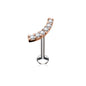 Surgical Steel/Brass Internally Threaded Labret w/ Lined CZ Curved Top (CLEARANCE)