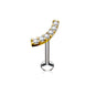 Surgical Steel/Brass Internally Threaded Labret w/ Lined CZ Curved Top (CLEARANCE)