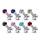 Surgical Steel Internally Threaded Prong Set Gem with 4mm UFO Base