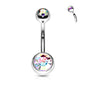 Surgical Steel Internally Threaded Double Jewel Standard Belly Banana