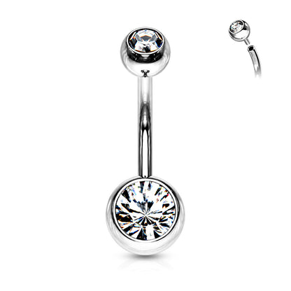 Surgical Steel Internally Threaded Double Jewel Standard Belly Banana