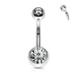 Surgical Steel Internally Threaded Double Jewel Standard Belly Banana