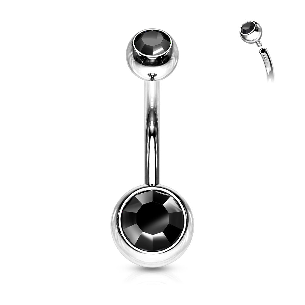 Surgical Steel Internally Threaded Double Jewel Standard Belly Banana