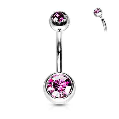 Surgical Steel Internally Threaded Double Jewel Standard Belly Banana