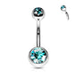 Surgical Steel Internally Threaded Double Jewel Standard Belly Banana