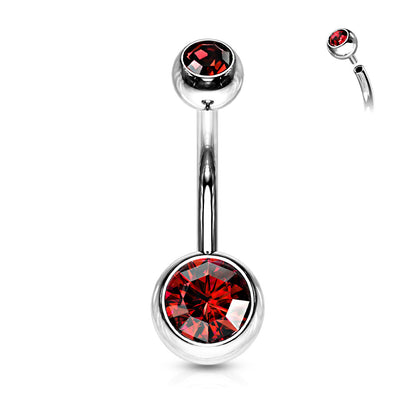Surgical Steel Internally Threaded Double Jewel Standard Belly Banana
